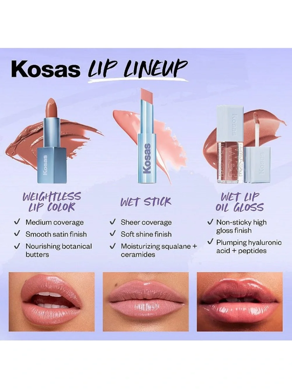 Kosas Satin Lipstick in ROSEWATER (Cool Sheer Pink) NEW! FULL SIZE!